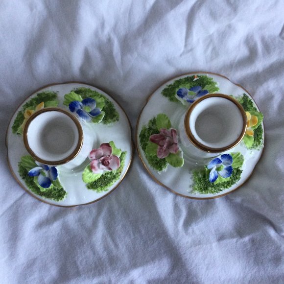 Vintage 22 KT Gold Trim Candle Holders England - Picture 6 of 6